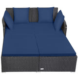 Navy Outdoor Rattan Daybed with Upholstered Cushions 93205314