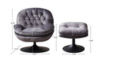 Swivel Leisure chair lounge chair velvet GREY color with ottoman W1805103943