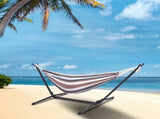 Professional Black & Silver Flowers Hammock Stand with Polyester Coffee Stripe Hammock 81424491
