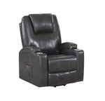 ZUN ACME Evander Recliner w/Power Lift, Gunmetal Leather Aire LV02182