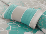 Printed Cotton Sateen Comforter Set Aqua King B03596886