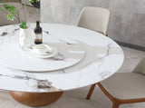 7pcs Modern Marble Dining Table, 59" Round Sintered Stone Table for Dining Room, Kitchen, Dinette, 46922618