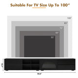 ZUN ON-TREND Modern TV Stand with Fluted Glass Door for TVs Up to 100", Media Console with Sliding Door N721P198932B