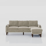 Convertible Combination Sofa Sofa L-Shaped Sofa with Footstools with Storage, Beige Sofa for Living W2012126501