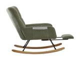 Teddy Fabric Wingback Glider Rocker & Ottoman Set, Nursery Nursing Rocking Chair with Side Storage 94192115