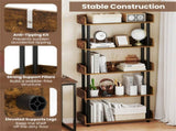 5-Tier Anti-Tipping Open Bookcase with Elevated Legs, Rustic Brown Display Rack for Home Office 96463183