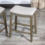 ZUN Saddle Stool -25" Counter Stool, Gray/Light Gray Fabric, Set of 2 B046P144394