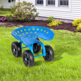 360&deg Garden Rolling Workseat with Swivel Seat and Adjustable Height-Blue 71600840