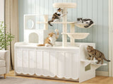50.6" Cat Tree with Litter Box Enclosure, 5Cat Tower with Sisal Scratching Post and Storage Space, N704P443505K