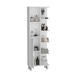 ZUN Crovie Linen 63-inch High Bathroom Cabinet Linen Storage Cabinet with Seven Open Shelves B200P173184