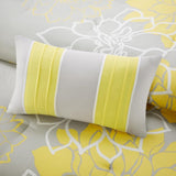Printed Cotton Sateen Comforter Set Taupe Grey/Yellow King B03596815