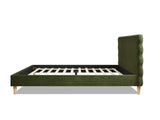 Stockholm Modern Wavy Headboard Platform Bed, King, Olive Green Performance Velvet B2719P238207