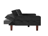 Black Convertible Double Folding Room Sofa Bed, PU Leather, Tufted Buttons, Suitable for 97825531
