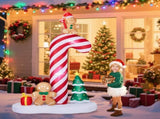 8.2FT Lighted Christmas Inflatable Decoration, Inflatable Giant Candy Cane with Gingerbread Men, 09930053