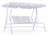 2-Seater Kids Patio Swing with Adjustable Canopy & Safety Belts Outdoor Toddler Swing Bench - White 86871810