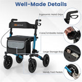 308lbs Foldable Rolling Walker 9" All-Terrain Tires, 7-Level Height , Wide Seat, 01542722