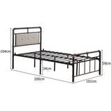 Single-Layer Bed Head and Soft Pull Button Bed End Standpipe Water Pipe Bed Twin Black Gold-Painted 29584293
