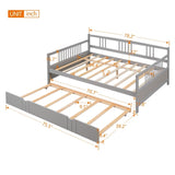 ZUN Full Size Daybed Wood Bed with Twin Size Trundle,Gray 12088793