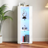 Storage Cabinets with aluminum strip lamp,with Glass Shelves, for Living Room/Bedroom/Office W331P251042