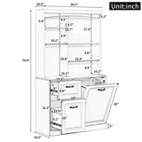 Bathroom Storage Cabinet with Tilt-Out Hamper, 70.9'' Tall Free Standing Organizer with Drawers & 75805868