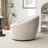 Winnie Modern Teddy Fabric Barrel Chair, 360&deg Swivel, Beige T2574P281443