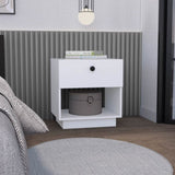 ZUN Paris 1 Drawer Nightstand , End Table, Side Table Open Lower Shelf -White B20092136