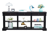 Console Sofa Table with Ample Storage, Retro Kitchen Buffet Cabinet Sideboard with Open Shelves and 25351153