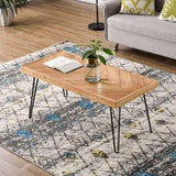 ZUN Modern Coffee Table, Easy Assembly Tea Table, Cocktail Table with w/Chevron Pattern & Metal Hairpin 82370440