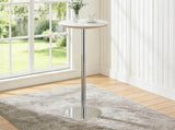 Rock slab circular tabletop non adjustable bar table, bar table with silver legs W1512P612957