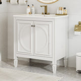 30" Bathroom Vanity with Sink, Two Doors with Shelf, Soft Close Door Hinges, Vintage Style, White N759P226000K