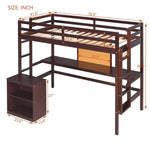 ZUN Twin size Loft Bed with Desk and Writing Board, Wooden Loft Bed with Desk & 2 Drawers Cabinet 41615218