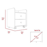 Nightstand 22"H, Two Drawers, Superior Top, Metal Handle, four wheels, Light Gray B097133086