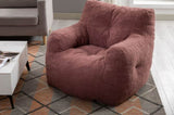 010-Soft Teddy Fabric Tufted Foam Bean Bag Chair With Teddy Fabric Bean Paste Red W52753863