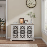 Antique Sideboard Storage, Vintage Accent, 3 carving Doors Buffet Server Console W3123P278015