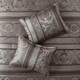 7 Piece Jacquard Comforter Set Grey Queen B03597022