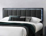 1pc Queen Size Bed Charcoal Wool Fabric Channel Tufting w LED Full Upholstered Bedframe Bedroom Bed B011P238968
