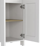 Linen Single Door Cabinet 59" H, Two Interior Shelves, Two Open Shelves, Light Oak / White B097133250