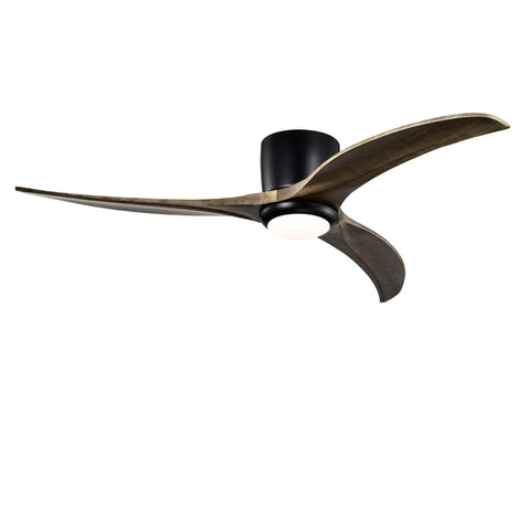 52" Flush Mount Ceiling Fan Solid Wood Blades Ceiling Fan With Light with Remote Control, Noiseless W1592P322632