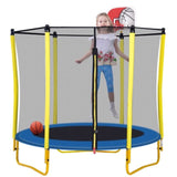 ZUN 5.5FT Trampoline for Kids - 65" Outdoor & Indoor Mini Toddler Trampoline with Enclosure, Basketball 82509817