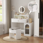 ZUN White Vanity Desk with 360&deg; Rotated Mirror and Adjustable Lights, Girls Makeup Vanity Table with 21646259