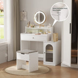 ZUN White Vanity Desk with 360&deg; Rotated Mirror and Adjustable Lights, Girls Makeup Vanity Table with W1706P236678