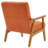 Solid Wood Armrest Teddy Velvet Simple Single Indoor Lounge Chair Backrest Burnt Orange 87153687