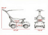 Pink 3 in 1 Kids Push & Sliding Car with Removable Handle, Music, Horn, Canopy & Safety Guardrail 90184527