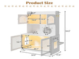 3-Tier Cat Litter Box Enclosure with Storage Cabinet, Hidden Cat Washroom Furniture with Fluted N704P490436K