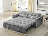 Modern 55.5" Pull Out Sleep Sofa Bed 2 Seater Loveseats Sofa Couch with side pockets, Adjsutable W119368697