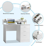 ZUN FCH 110*50*95cm Particleboard Paste Triamine Desktop Storage Layer Three Drawers Computer Desk White 37862423