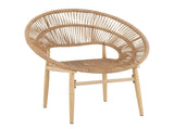 Cyril Outdoor Wicker Papasan Style Dining Chair, Teak Finished Leg and Light Brown Faux Rattan, N775P271975B