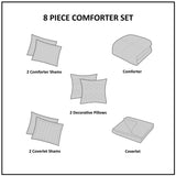 8 Piece Comforter and Quilt Set Collection Navy Full/Queen B03597092