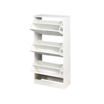 ZUN Wooden Shoe Cabinet for Entryway, White Shoe Storage Cabinet with 3 Flip Doors 20.94x9.45x43.11 inch 55963854