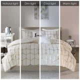 King/Cal King Metallic Printed Duvet Cover Set B03596043